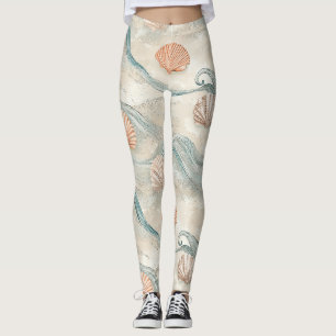 Strandhaus-Muschel-Muster Leggings