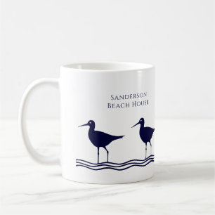 Strandhaus Nautic White Navy Blue Sandpipers Kaffeetasse