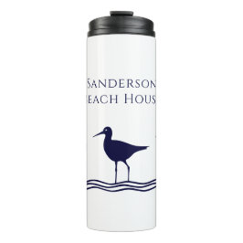 Strandhaus Nautic White Navy Blue Sandpipers Thermosbecher