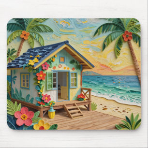 Strandhaus Ozeanische Küstenkunst Mousepad