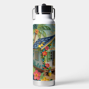 Strandhaus Ozeanische Küstenkunst Trinkflasche