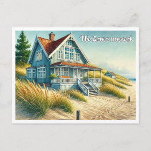 Strandhaus Wir sind umgezogen  Ankündigungspostkarte