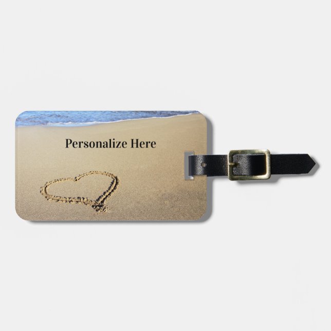 Strandherzen in Sand Gepäckanhänger (Vorderseite horizontal)