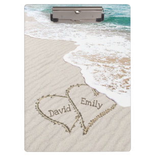 Strandherzen mit Namen Klemmbrett