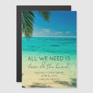 Strandhochzeit am Tropenziel Save the Date Magnetkarte