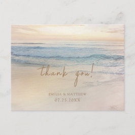 Strandhochzeit bei Sonnenuntergang Dankeschön-Post Postkarte