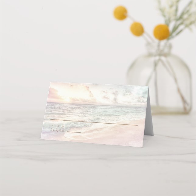 Strandhochzeit bei Sonnenuntergang | Hochzeit am M Platzkarte (Vorderseite)