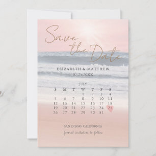 Strandhochzeit bei Sonnenuntergang Save The Date
