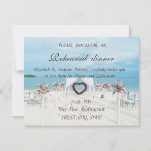 Strandhochzeit, Blumengitter, Probedinner Einladung