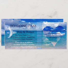 Strandhochzeit| Boarding Pass Ticket Zielort Einladung