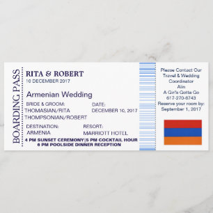 Strandhochzeit  Boarding Pass Ticket Zielort Einladung