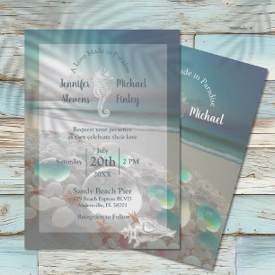 Strandhochzeit Elegant Meer Glas Hochzeit Einladung