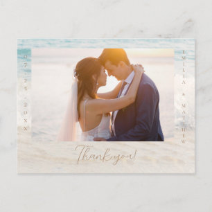 Strandhochzeit-Foto-Dankeskartenpostkarte Postkarte