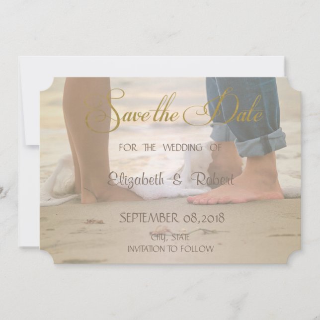 Strandhochzeit, Füße  Save The Date (Vorderseite)