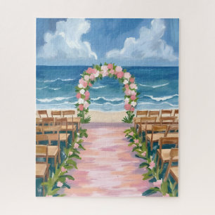 Strandhochzeit-Gang Blumen-Aquarell Puzzle