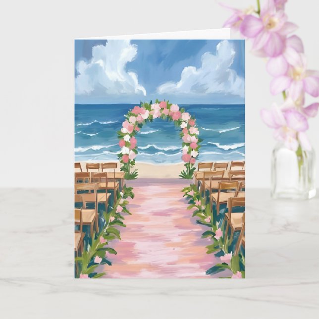 Strandhochzeit-Gang-Blumen-Aquarellkarte Karte (Orchidee)