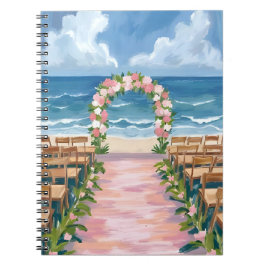 Strandhochzeit-Gang Blumen-Wasserfarbe Notizblock