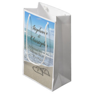Strandhochzeit Herzen im Sand Elegant Kleine Geschenktüte