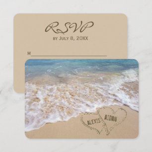Strandhochzeit Herzen RSVP Einladung