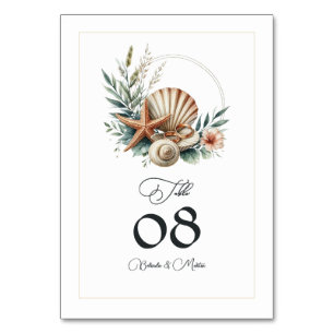 Strandhochzeit im Coastal Chic Stil Tischnummer