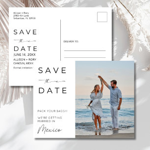 Strandhochzeit in Mexiko - Save-the-Date-Karte Postkarte