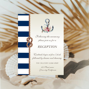 Strandhochzeit Marine Seil, Gestreifte Rezeption Einladung