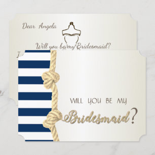 Strandhochzeit, Marine-Seil, Streifen Brautjungfe Einladung