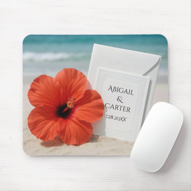 Strandhochzeit mit Hibiskus Blume Mousepad (Mit Mouse)