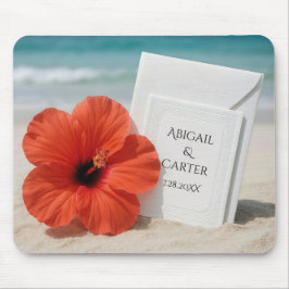 Strandhochzeit mit Hibiskus Blume Mousepad