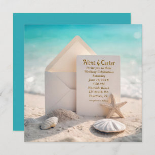 Strandhochzeit mit Sand Dollar Save The Date