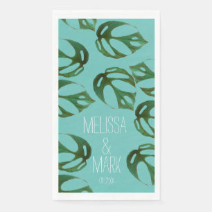 Strandhochzeit Monstera Paarnamen Serviette