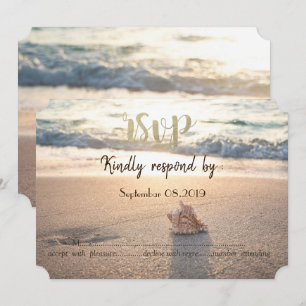 Strandhochzeit, Muschel RSVP Einladung