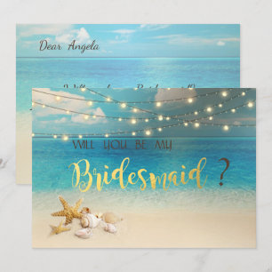 Strandhochzeit Muscheln Brautjungfernkarte Einladung