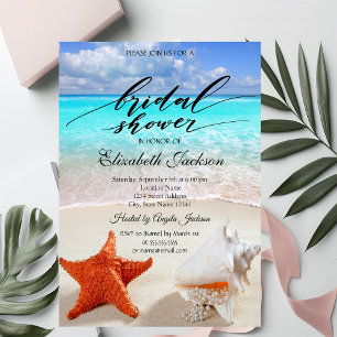 Strandhochzeit Muscheln Brautparty Einladung