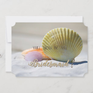 Strandhochzeit, Muscheln im Sand  Brautjungfer Kar Einladung