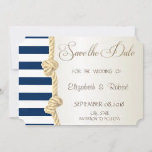 Strandhochzeit, Navy Rope, Streifen Save the Date