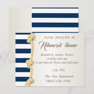Strandhochzeit Navy-Seil, Streifen Probeessen Einladung
