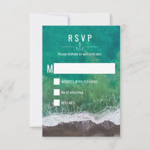 Strandhochzeit Ozean Meer Meereshafen Nautische Ho RSVP Karte