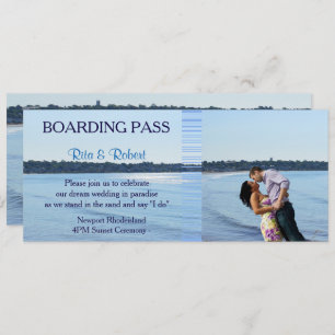 Strandhochzeit  Paare Boarding Pass Ticket- Einladung