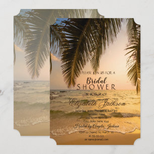 Strandhochzeit, Palmen-Sonnenuntergang-Brautjungfe Einladung