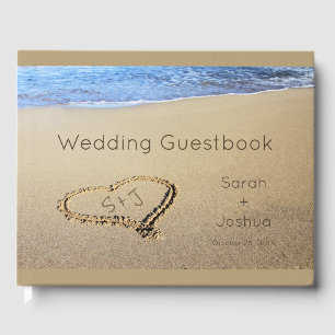 Strandhochzeit Sand Herz Initialen Gästebuch