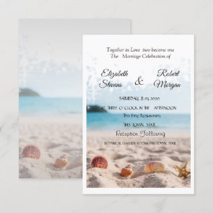 Strandhochzeit, Sand, Muscheln Einladung