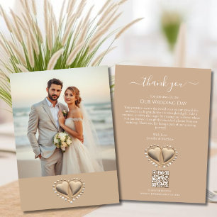 Strandhochzeit Sandherzen mit Foto Einladung