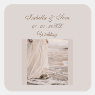 Strandhochzeit Sanfte neutrale Boho-Hochzeitsgun Quadratischer Aufkleber