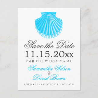 Strandhochzeit Save the Date Scallop Türkis Ankündigungspostkarte