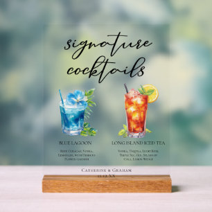 Strandhochzeit Signature-Cocktails-Menü Acrylschild