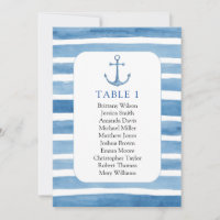Strandhochzeit Sitzplan. Maritimes blaues Ankersym