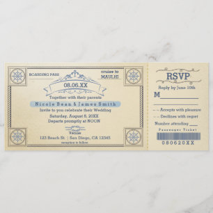 Strandhochzeit Vintage-Bordticket-Einladungen Einladung
