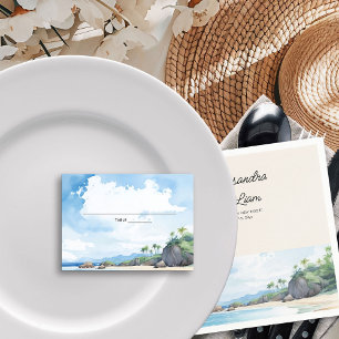 Strandhochzeit Watercolor tropischer Horizont Platzkarte