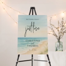 Strandhochzeit Willkommensschild für Elopement
